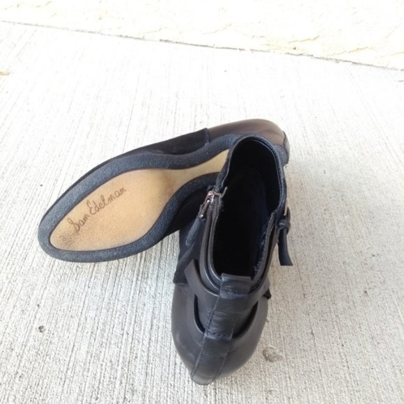Sam Edelman Black Leather Heel Booties-Sz 8.5 - Picture 4 of 7